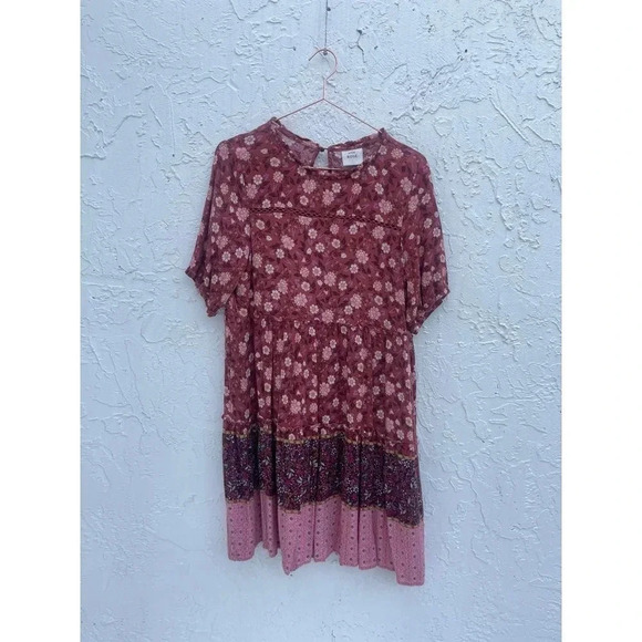 Knox Rose Womens Floral Print Casual Knee Length Dress Rose Pink Sz Medium - Picture 1 of 9